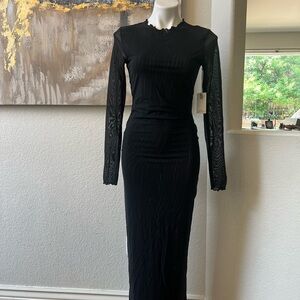 Good American Black Sheath Dress Long Sleeve Crew Neck NEW NWT sz Medium M